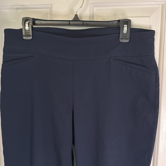 Attyre Slip on Stretch Ankle Cropped Pants, Navy Versatile Office, Casual, Party - Picture 2 of 8